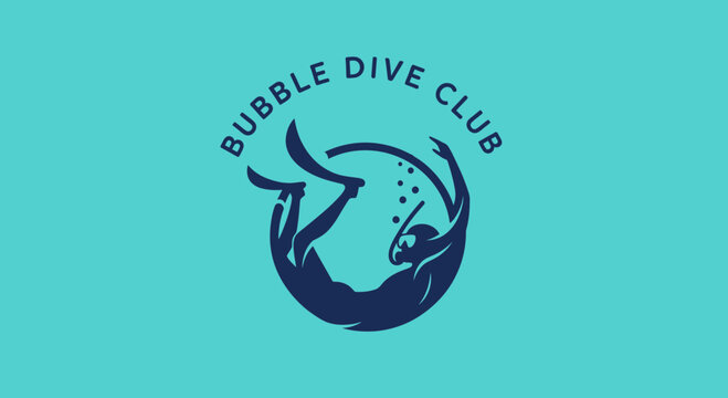 Bubble Dive Club Logo Design Nautical Adventure Sport