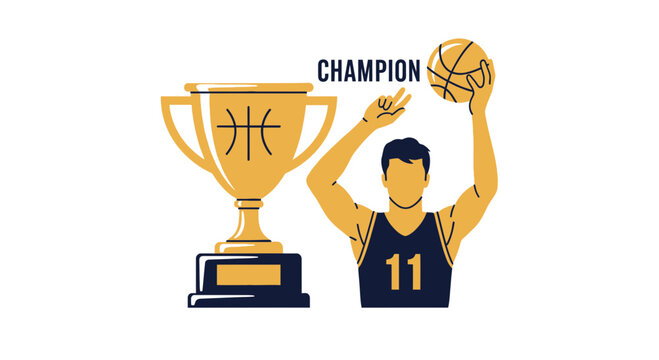 Champion Basketball Player With Trophy Celebrating Victory and Triumph