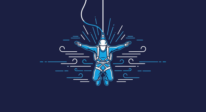 Brave Jumper Ascending Into The Blue Sky With Speed Lines