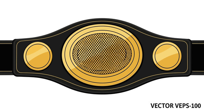 Championship Belt Vector Illustration Gold And Black Design Award