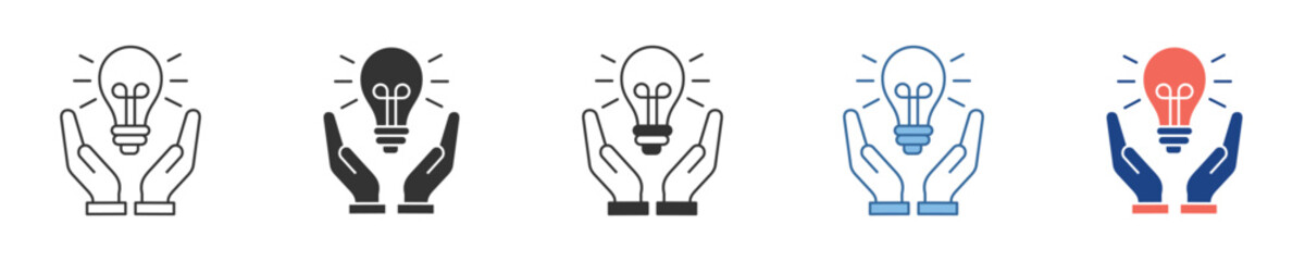 Graphic concept of hands holding an illuminated lightbulb, representing the nurturing of bright ideas, fostering innovation, and the power of creative thought and invention © Muhammad