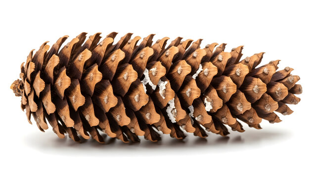 A close-up view of a pine cone with a silver ring around it