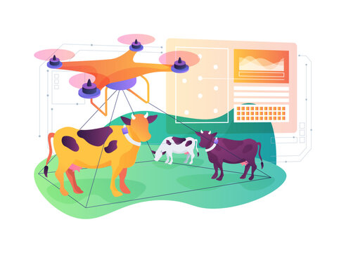 Precision Livestock Monitoring abstract concept vector illustration.