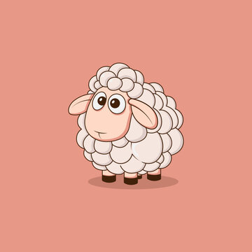 Cute Sheep Cartoon Character Flat Vector Illustration