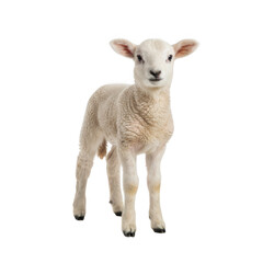Fototapeta premium Young white lamb standing full body isolated on a transparent background