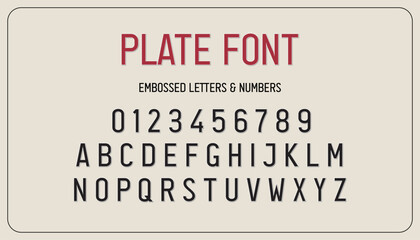 License plate font letters and numbers Car license plate writing style. vector illustration © madara