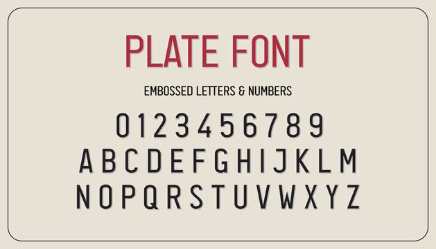 License plate font letters and numbers Car license plate writing style. vector illustration