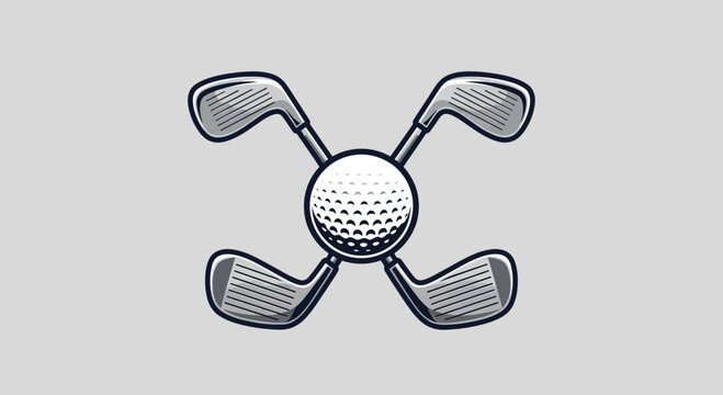 Crossed Golf Clubs And Ball Icon Graphic Element