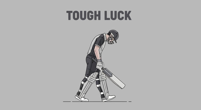 Dejected Cricket Player Walking Off Field Illustration Sadness Defeat
