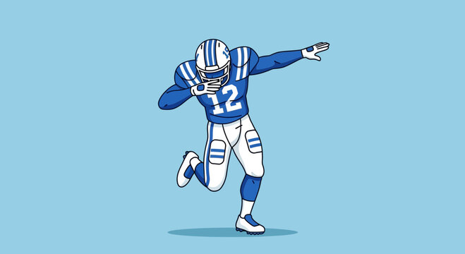 Dynamic American Football Player Executes Celebratory Dab Pose