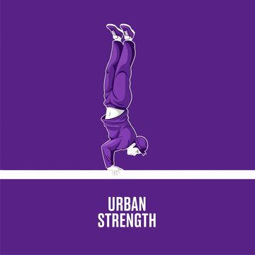 Dynamic Athlete Demonstrates Powerful Handstand Pose With Bold Urban Style