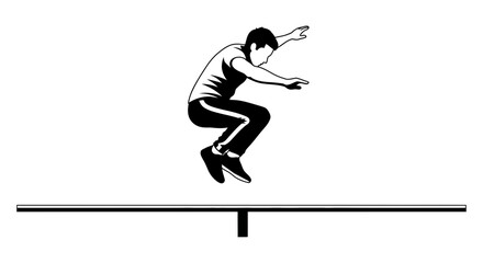 Fototapeta premium Dynamic Athlete Leaps Mid-Air Over Balance Beam Graphic