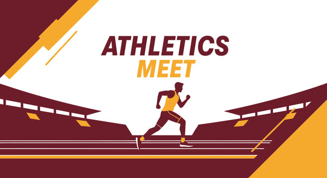 Dynamic Athletics Meet Championship Event Running Man Stadium Silhouette