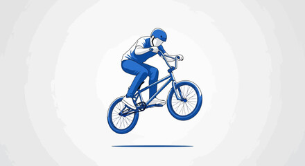Fototapeta premium Dynamic Athlete Performing A Bicycle Jump On A White Background