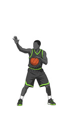 Fototapeta premium Dynamic Athlete Possesses Basketball Ready For Action And Intense Game