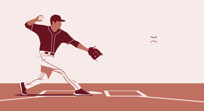 Dynamic Baseball Pitcher In Action Minimalist Graphic Art