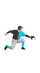 Obraz premium Dynamic Baseball Player Catching Action Pose Illustration