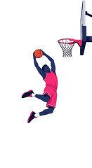 Naklejka premium Dynamic Basketball Player Dunking With Athletic Grace and Skill