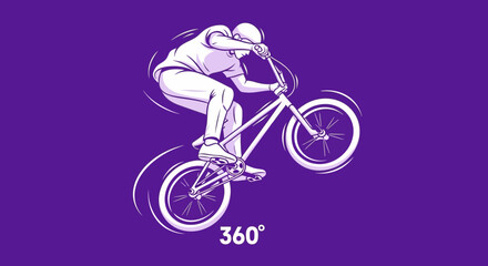 Fototapeta premium Dynamic Bicycle Rider Performing 360 Degree Jump Trick