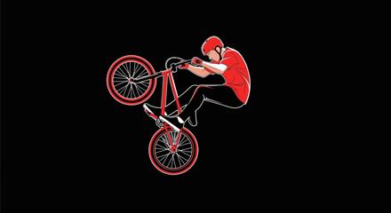 Naklejka premium Dynamic Bicycle Stunt Performer Balancing Act on Wheels Extreme Sport Illustration