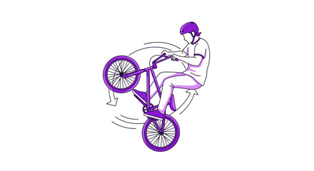 Naklejka premium Dynamic Bicycle Trick Performer Executing A Wheelie