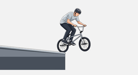 Naklejka premium Dynamic BMX Rider Executes A Thrilling Ramp Jump With Precision And Skill