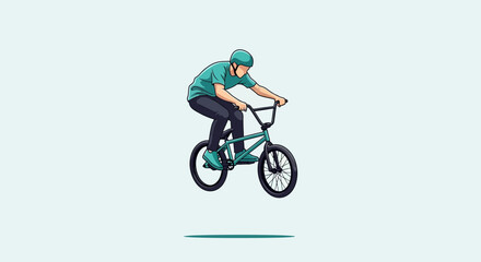 Fototapeta premium Dynamic BMX Rider Performing Aerial Bicycle Stunt