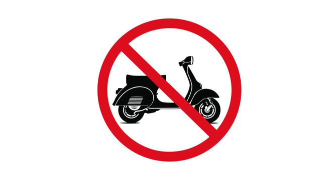No Motorcycles Matic Sign Vector Motorcycle Prohibited Road Warning Symbol Illustration