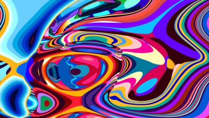 Fototapeta premium Vibrant Abstract Digital Art with Bold Colorful Swirls and Patterns