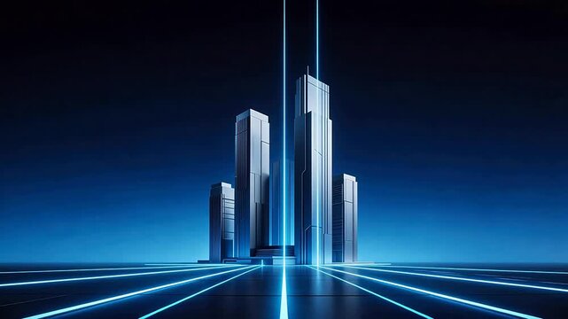 Futuristic cityscape with glowing structures