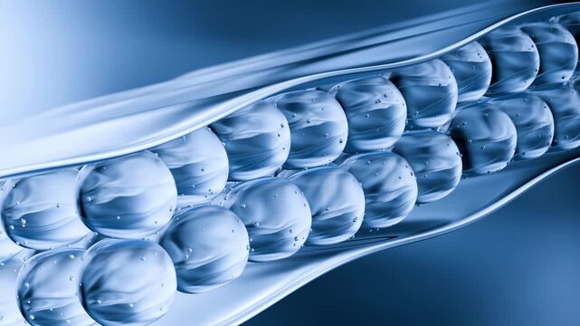Extreme Close-Up of Skin Cells Absorbing Active Ingredients for Deep Hydration