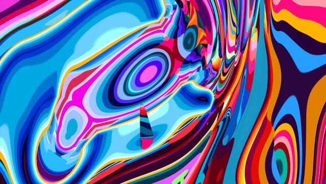 Vibrant Abstract Colorful Waves in Psychedelic Style
