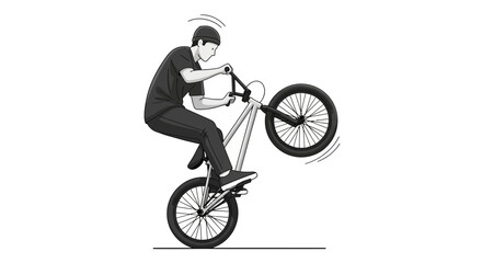 Naklejka premium Dynamic BMX Rider Performing Extreme Bike Stunt on White Background