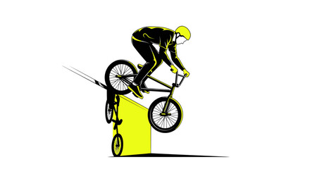 Naklejka premium Dynamic BMX Rider Performs An Aerial Stunt On A Ramp