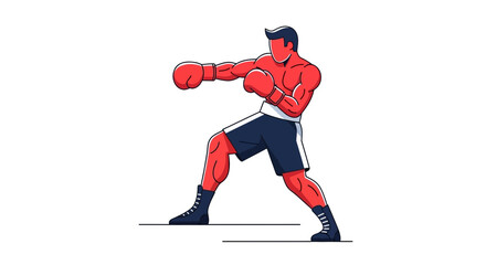 Fototapeta premium Dynamic Boxer In Action Ready For A Fierce Fight And Training Session