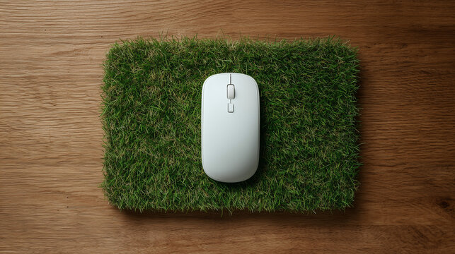 computer mouse on green background