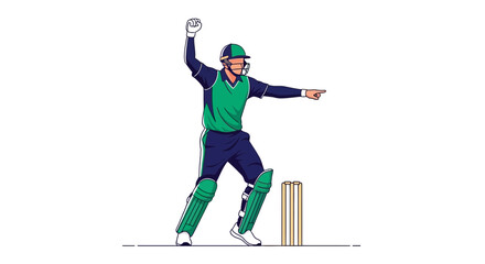 Fototapeta premium Dynamic Cricket Player Action Pose For Sports Branding