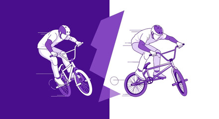 Naklejka premium Dynamic Duo Of BMX Riders In Action