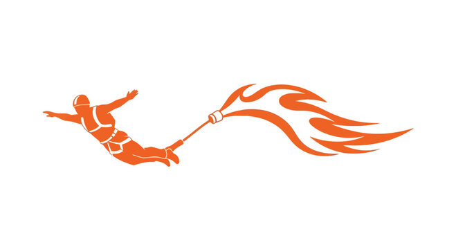 Dynamic Flyer Emitting Fiery Trails Skydiving Adventure Orange Silhouette