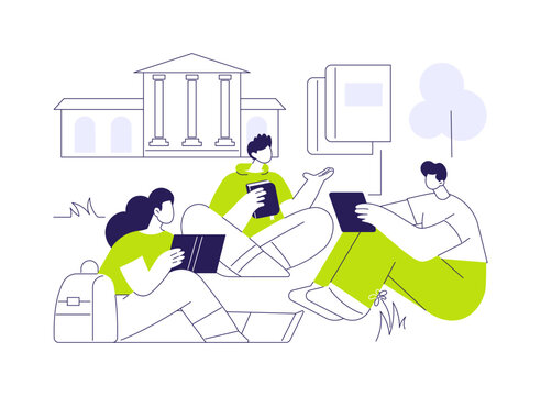 Study outdoors isolated cartoon vector illustrations.