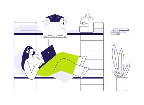 Study in the dormitory isolated cartoon vector illustrations.