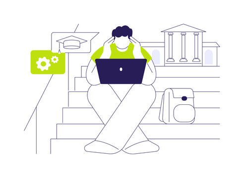 Study on the way isolated cartoon vector illustrations.