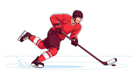 Fototapeta premium Dynamic Hockey Player In Action On Ice With Puck