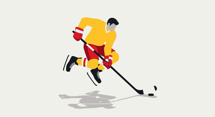 Obraz premium Dynamic Hockey Player In Action On The Ice With Puck