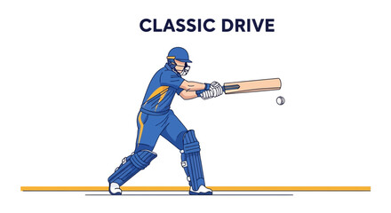 Fototapeta premium Dynamic Illustration Of A Cricket Player Executing A Classic Batting Stroke