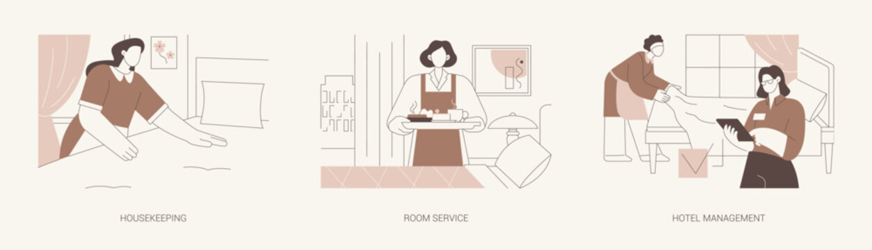 Hotel jobs isolated cartoon vector illustrations se