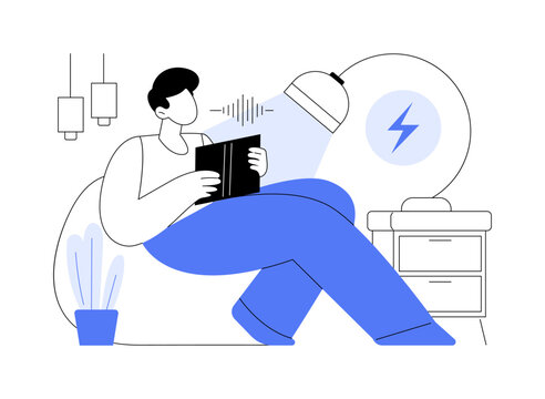 Voice-Controlled Lighting System abstract concept vector illustration.