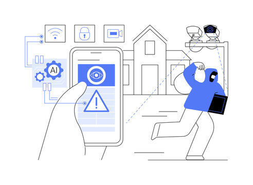 AI-Powered Home Security abstract concept vector illustration.