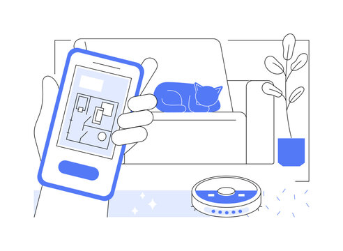 Robot Vacuum Mapping Room abstract concept vector illustration.