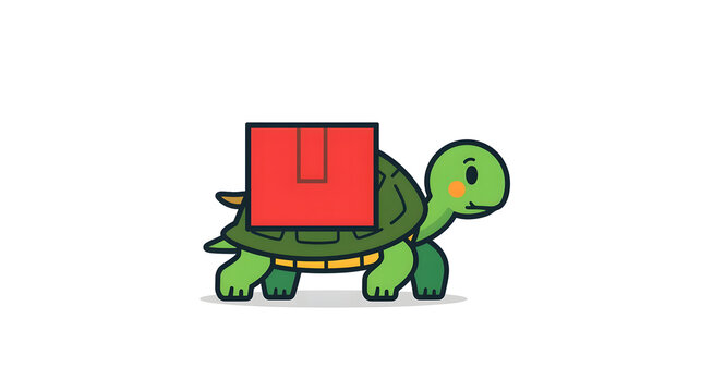 Cartoon turtle carrying red package on its back